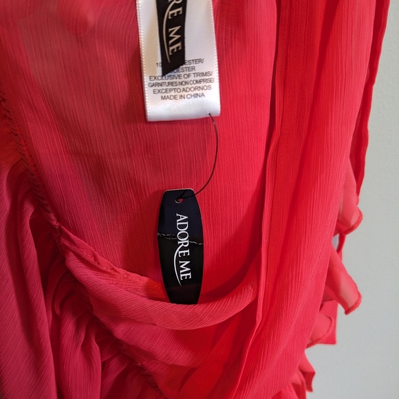 NWT Adore Me Coral Sheer Tie V-Neck Nightie, size XL - Picture 5 of 7